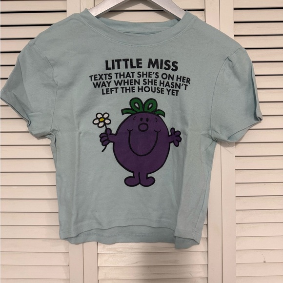 Urban Outfitters Tops - Urban Outfitters Little Miss Graphic Crop Top - Light Blue